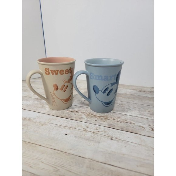 The Disney Store Mugs Mickey and Minnie Sweet Smart Matching‎ Mugs Orange Blue - Picture 4 of 10